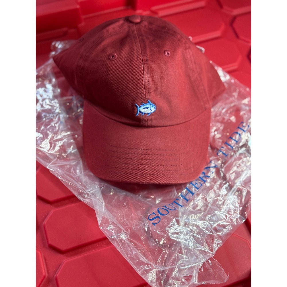Southern Tide Mens Mini Skipjack Leather Strap Hat Maroon Red NWT Coastal Preppy